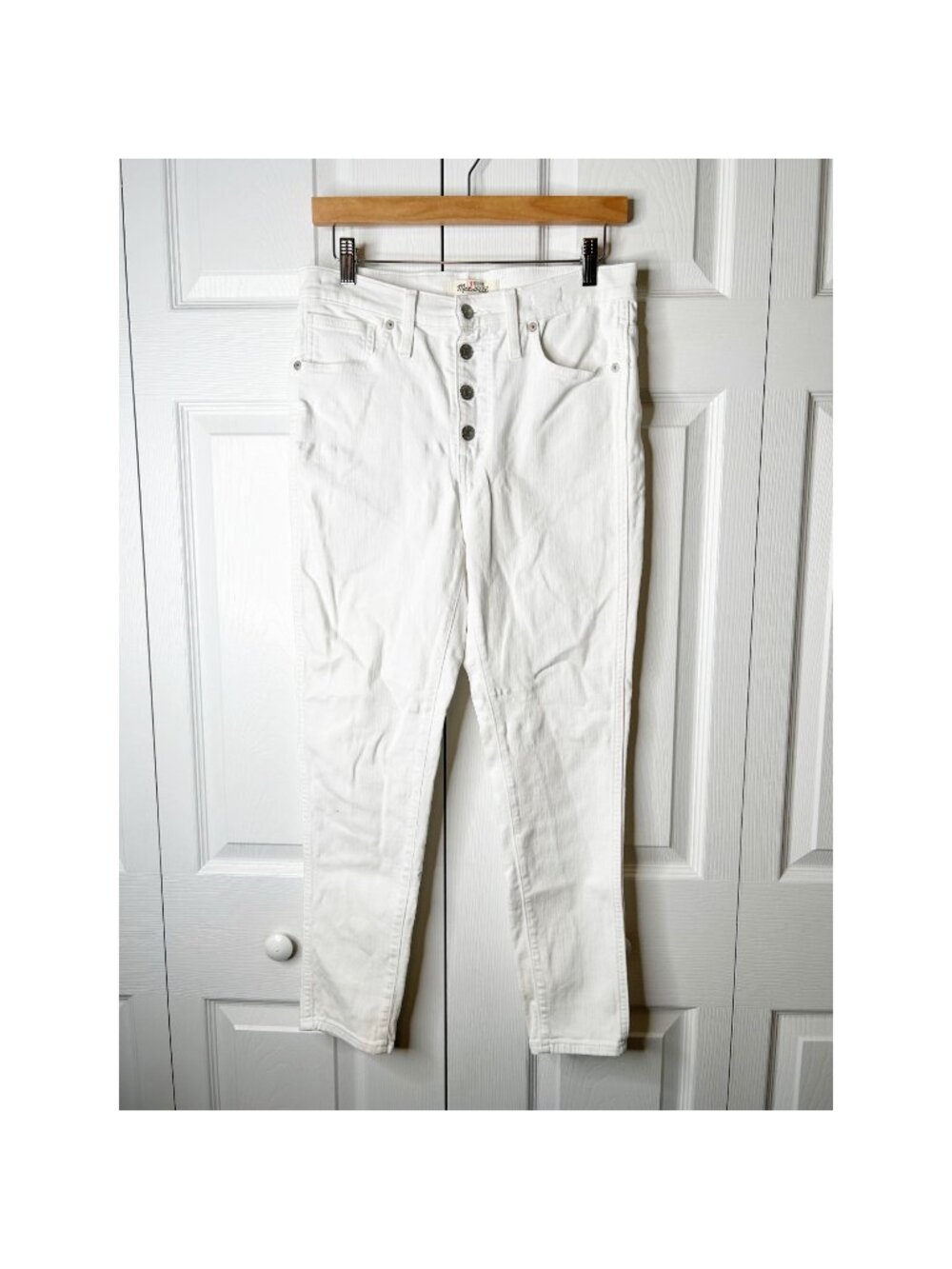 Madewell Pure White 10" High-Rise Button Fly Skinny Jeans Women's Size 29